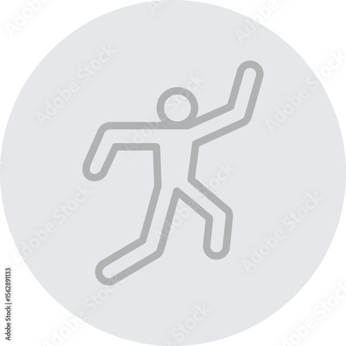 Dancing Man Vector Line Grey Circle Grey