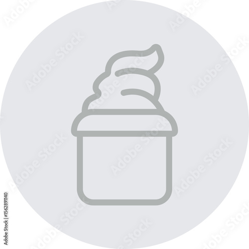Cup Icecream Vector Line Grey Circle Grey