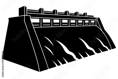 Silhouette Vector Art Illustration of Industrial Hydroelectric Dam Design
