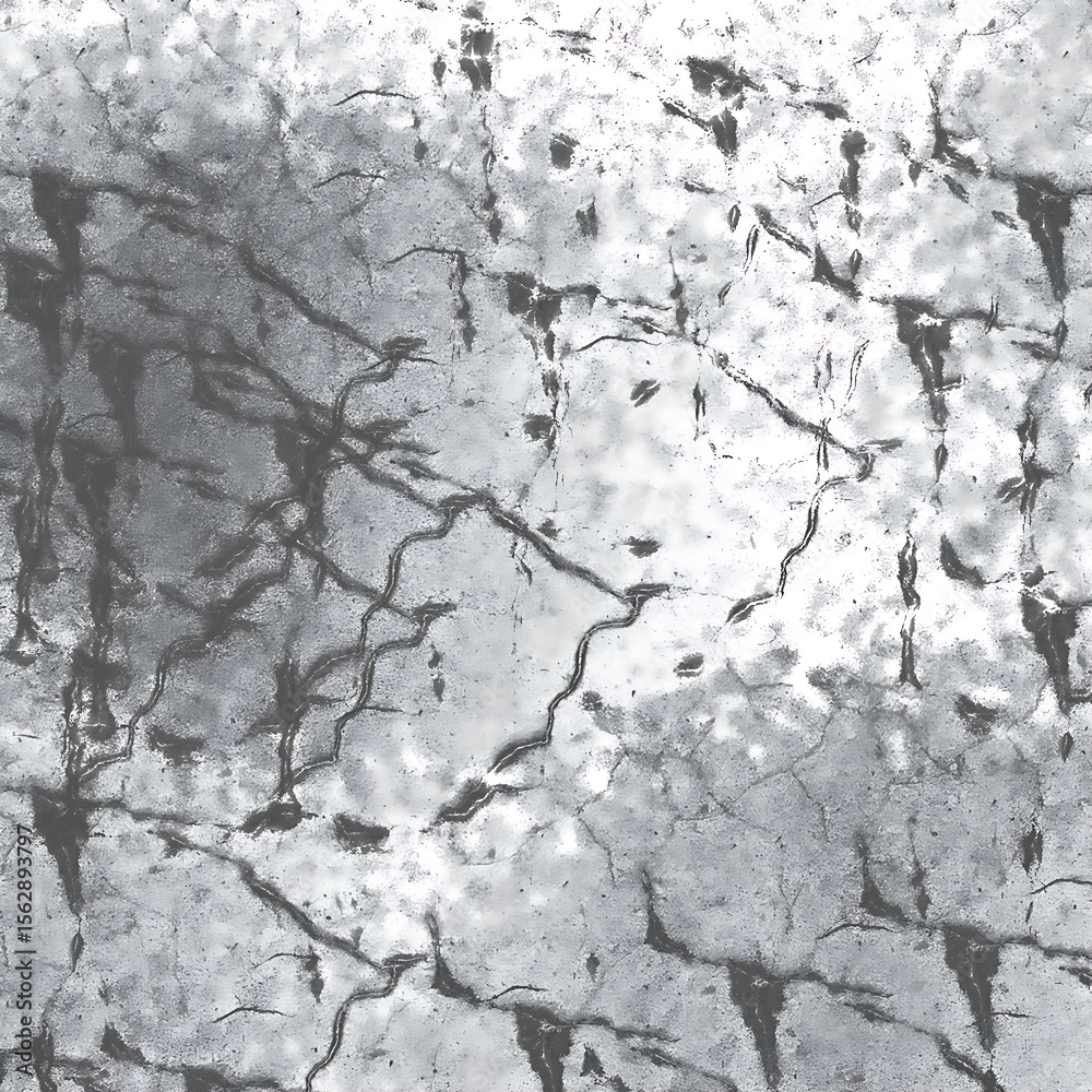 Obraz premium A rough, cracked old concrete wall texture with a dirty, weathered gray surface
