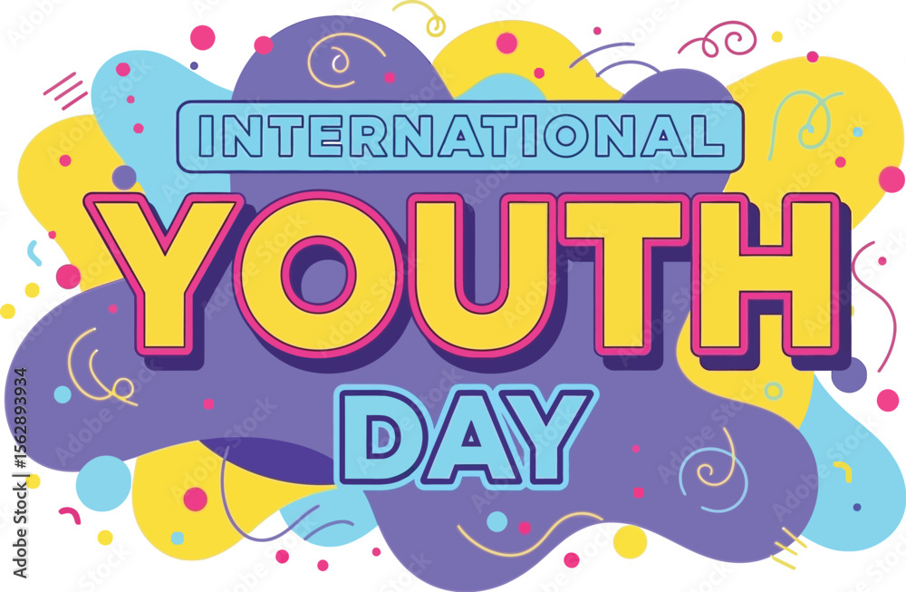 Naklejka premium International youth day poster with abstract shapes and lettering