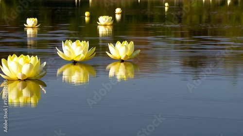 Yellow lotus flowers on pond