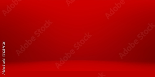 3d backdrop for product presentation. Dark red studio room. Vector stage mockup illustration. Limbo abstract background. Minimal wall scene. Showcase, promotion display.