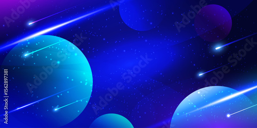 Galaxy Space dark blue background, Night starry sky, Colorful cosmos, milky way,  Bright cosmic backdrop, banner, template, cover, wallpaper, vector illustration