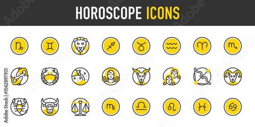 Horoscope vector  icons. such as Scorpio, Taurus, Libra, Virgo, Leo, Pisces, Cancer, Capricorn, Gemini, Sagittarius, Taurus, Aquarius, Aries illustration.	

