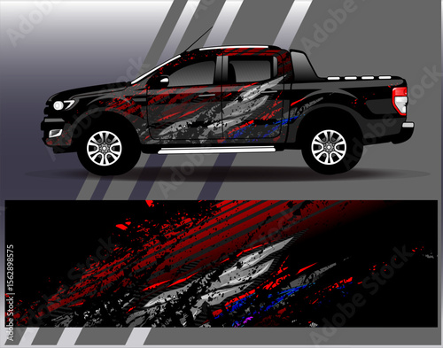Car wrap design vector. Graphic abstract stripe racing background designs for vehicle, rally, race, adventure and car racing livery
