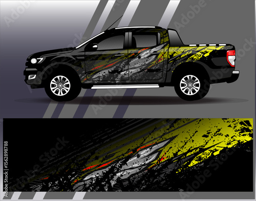Car wrap design vector. Graphic abstract stripe racing background designs for vehicle, rally, race, adventure and car racing livery