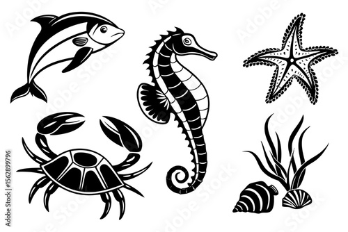 set of sea animals