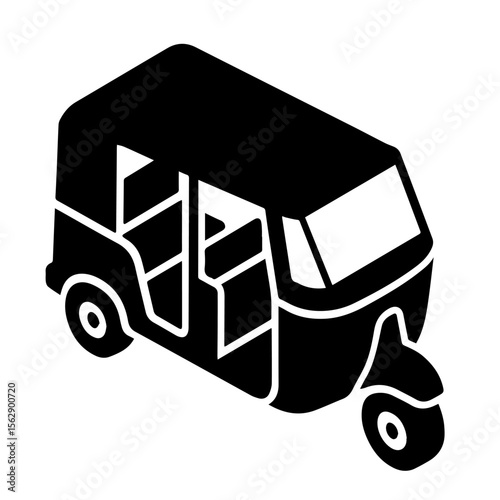 Isometric Silhouette Auto rickshaw. Auto rickshaw vector illustration of asian tuk tuk transportation vehicle icon design for travel concept
