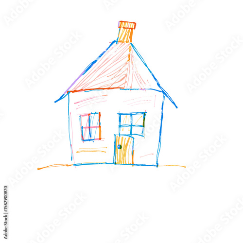  Children’s House Drawing Vector | Hand-Drawn Kids Art Style Illustration
