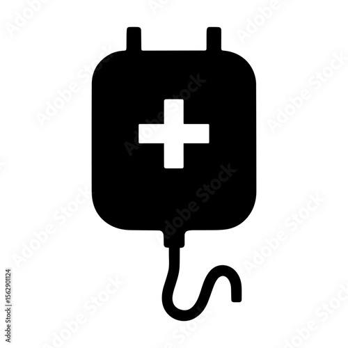 Iv bag vector illustration for medical treatment and healthcare concept in black and white simple design