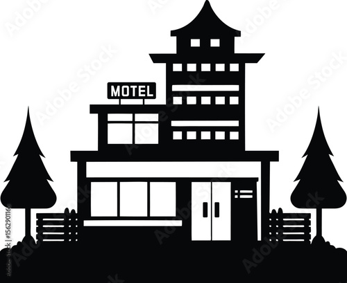 Classic motel silhouette vector - EPS JPEG PNG
