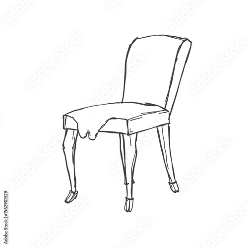  Kids’ Hand-Drawn Chair and Table Illustration | Cute Crayon Style Clipart