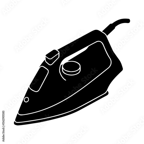 Electric iron Isometric view Silhouette. Black iron appliance vector for clothing ironing and fabric care laundry equipment household appliance design