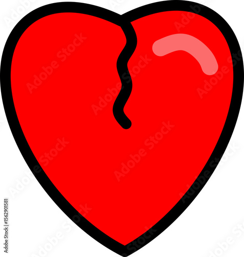Broken Heart Icon: Healing Broken Heart with X Mark

