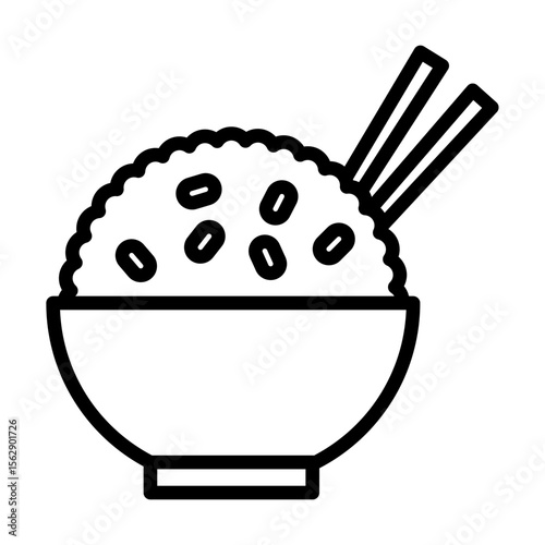 Rice in a bowl outline icon vector for graphic design, logo, web site, social media, mobile app, illustration