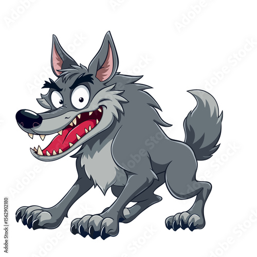 Hand drawn cartoon wolves vector illustration