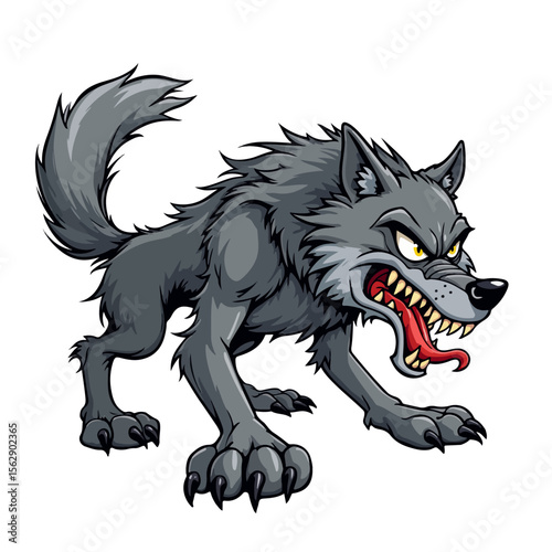 Hand drawn cartoon wolves vector illustration