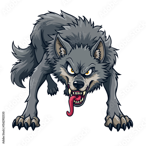 Hand drawn cartoon wolves vector illustration