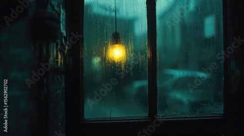 Rainy window reflections with soft blur moody background and cozy tone ideal for introspection and cinematic visuals