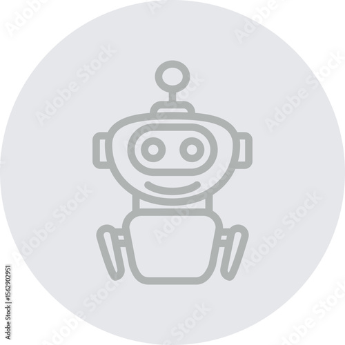 Virtual Agent Vector Line Grey Circle Grey