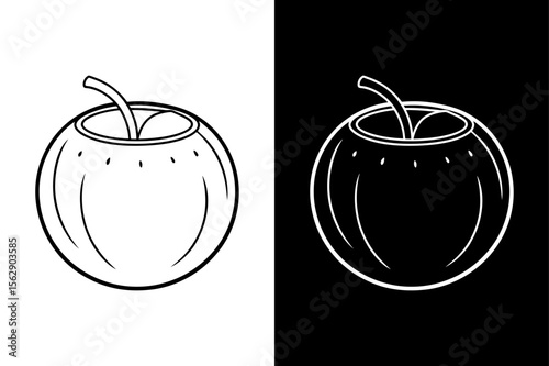 Coconut Cocktail line Icon vector illustration design black white