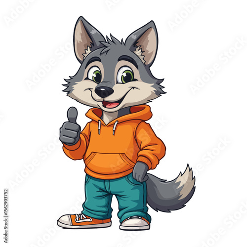 Hand drawn cartoon wolves vector illustration
