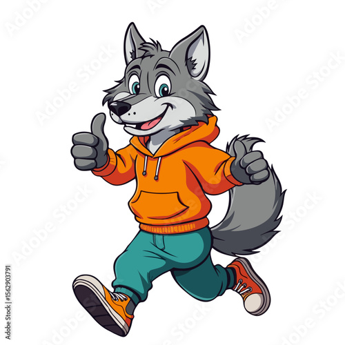 Hand drawn cartoon wolves vector illustration