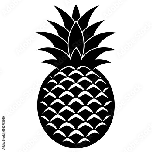 pineapple silhouette vector on white background