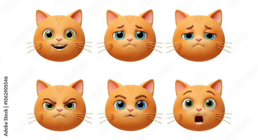 Fototapeta premium Orange cat faces displaying various emotions