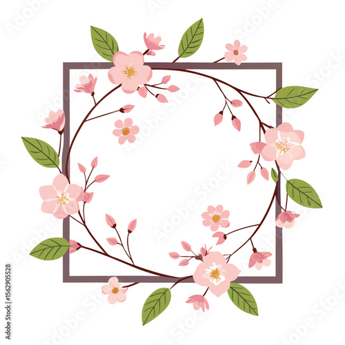 flower frame on white 