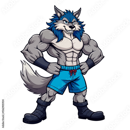 Hand drawn cartoon wolves vector illustration