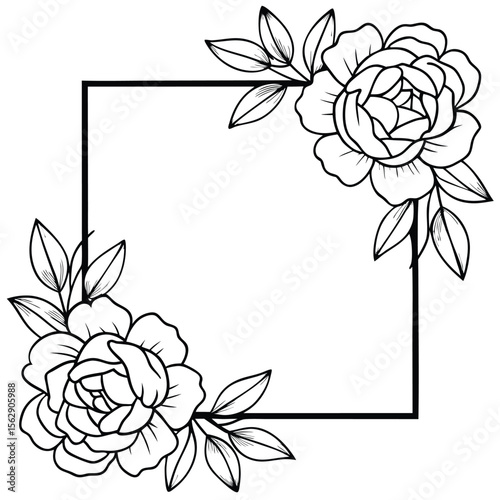 floral frame on white background 