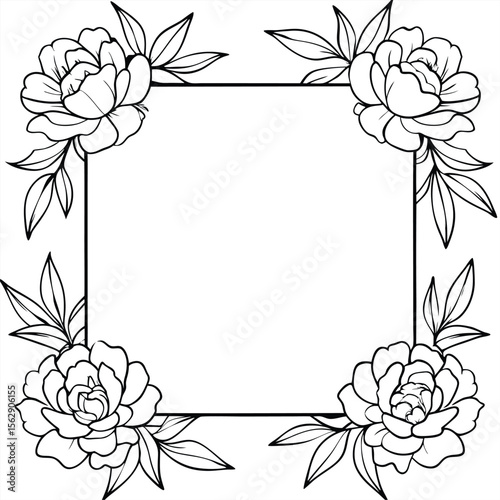 floral frame on white background 