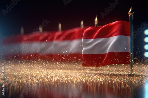 Austrian flags on golden stage