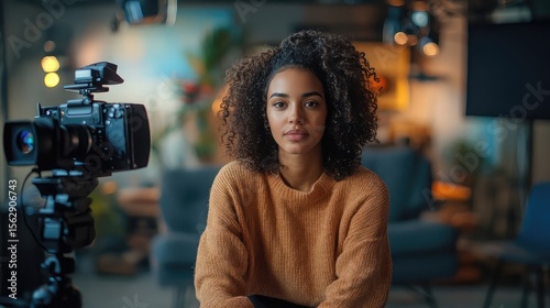 Wallpaper Mural Recording an Interview on Camera in Studio Representing Professional Filming Broadcast Setup and Media Production for Television Interviews Talk Shows and Content Creation Torontodigital.ca