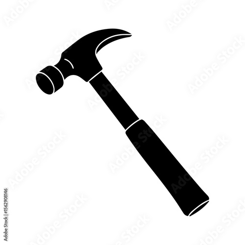 Isolated black hammer tool vector illustration for carpentry construction and renovation projects