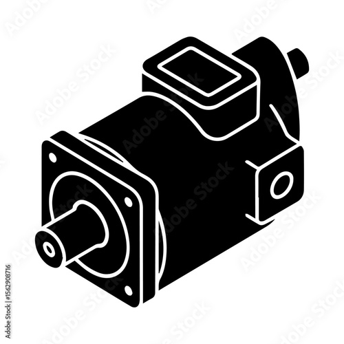 Mechanical Hydraulic pump Isometric view Silhouette. diagram black and white engineering part machinery equipment design element