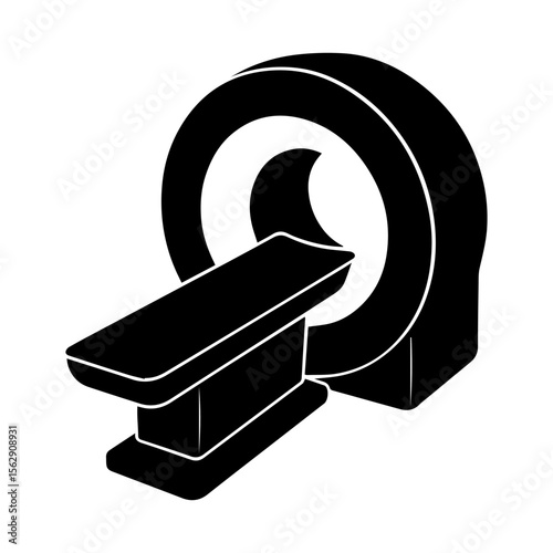 Mri scanner machine illustration vector graphic medical equipment radiology technology diagnostic tool 3d. MRI scanner Isometric view Silhouette.