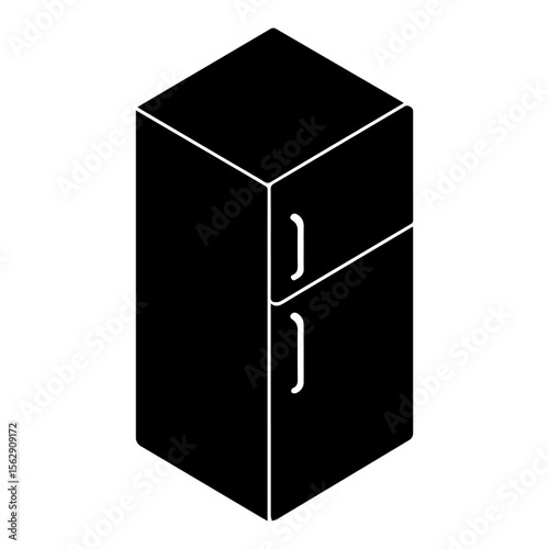 Refrigerator Isometric view Silhouette. refrigerator freezer appliance kitchen home cooling storage food vector illustration