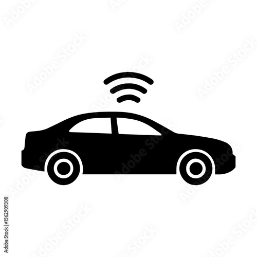 Autonomous vehicle icon self driving car symbol smart car technology sensor car vector graphic 100