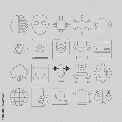 AI Technology Icons Set