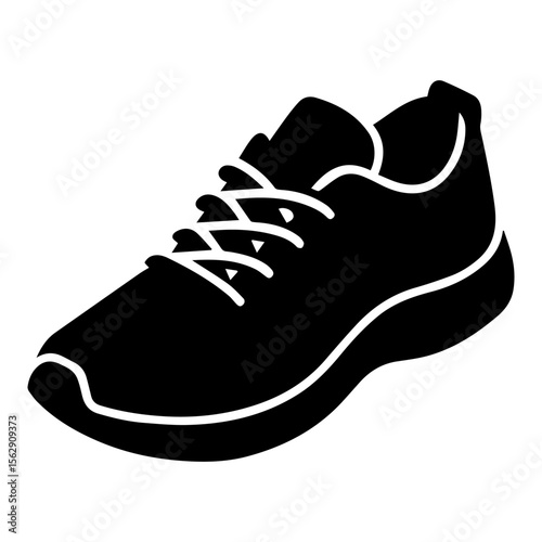 Black running shoe sneaker footwear athletic sport training workout fashion casual footwear Isometric view Silhouette design vector