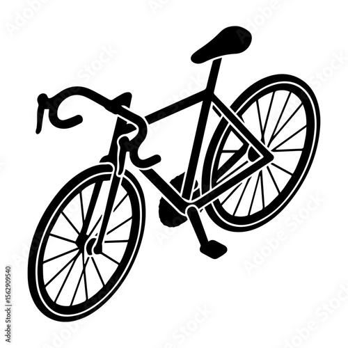 Vector graphic of a road bike bicycle for cycling enthusiasts and fitness enthusiasts Isometric view Silhouette. alike design element