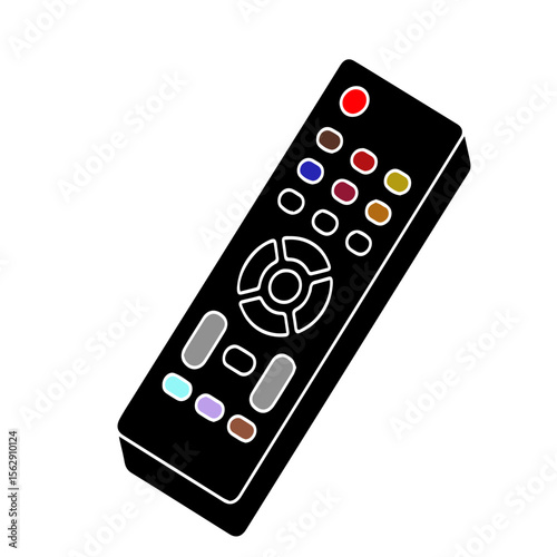 Remote control black vector illustration with buttons for tv dvd and other electronic devices 