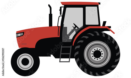 red tractor isolated on white