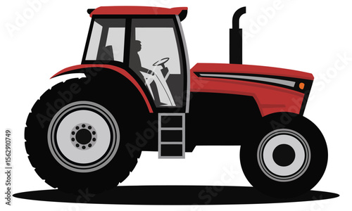 red tractor isolated on white