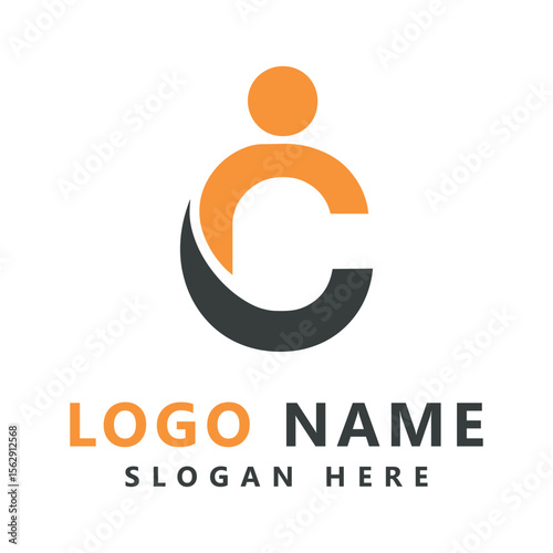 Abstract initial letter c connecting people logo vector design template