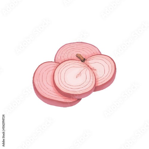 sliced red onion isolated