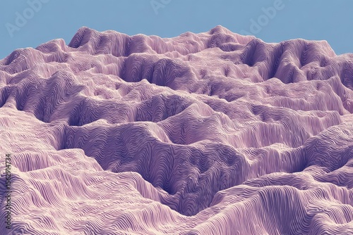 Pale pink, layered mountain range.  Vast, undulating landscape